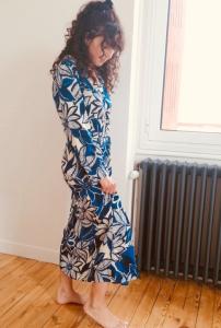 Robe floral midi à manches longues