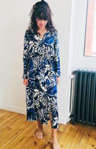 Robe floral midi à manches longues